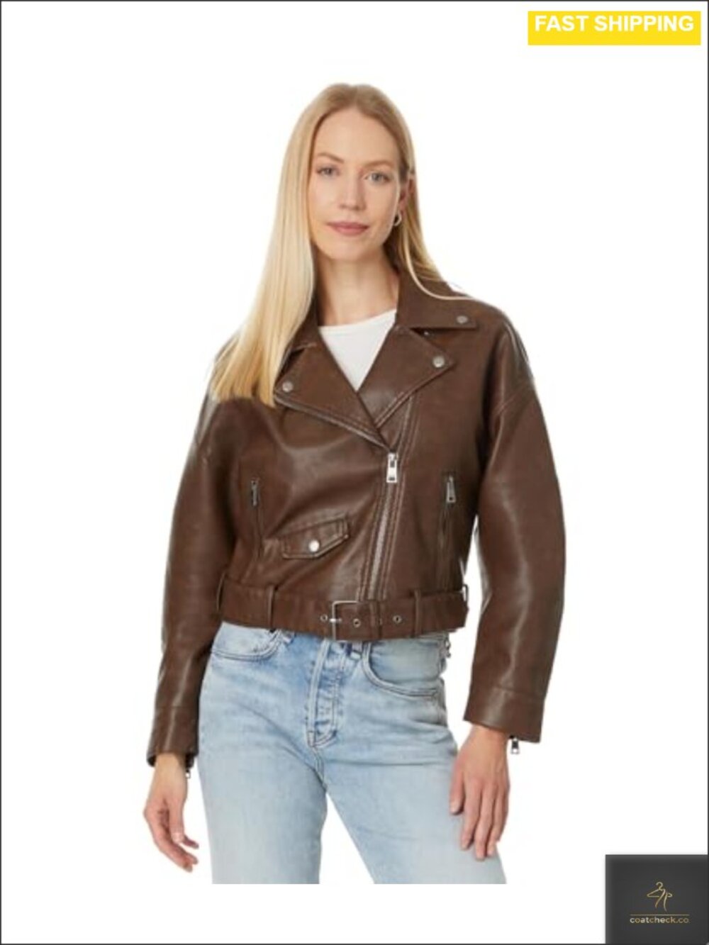 Faux Leather Cropped Moto Jacket